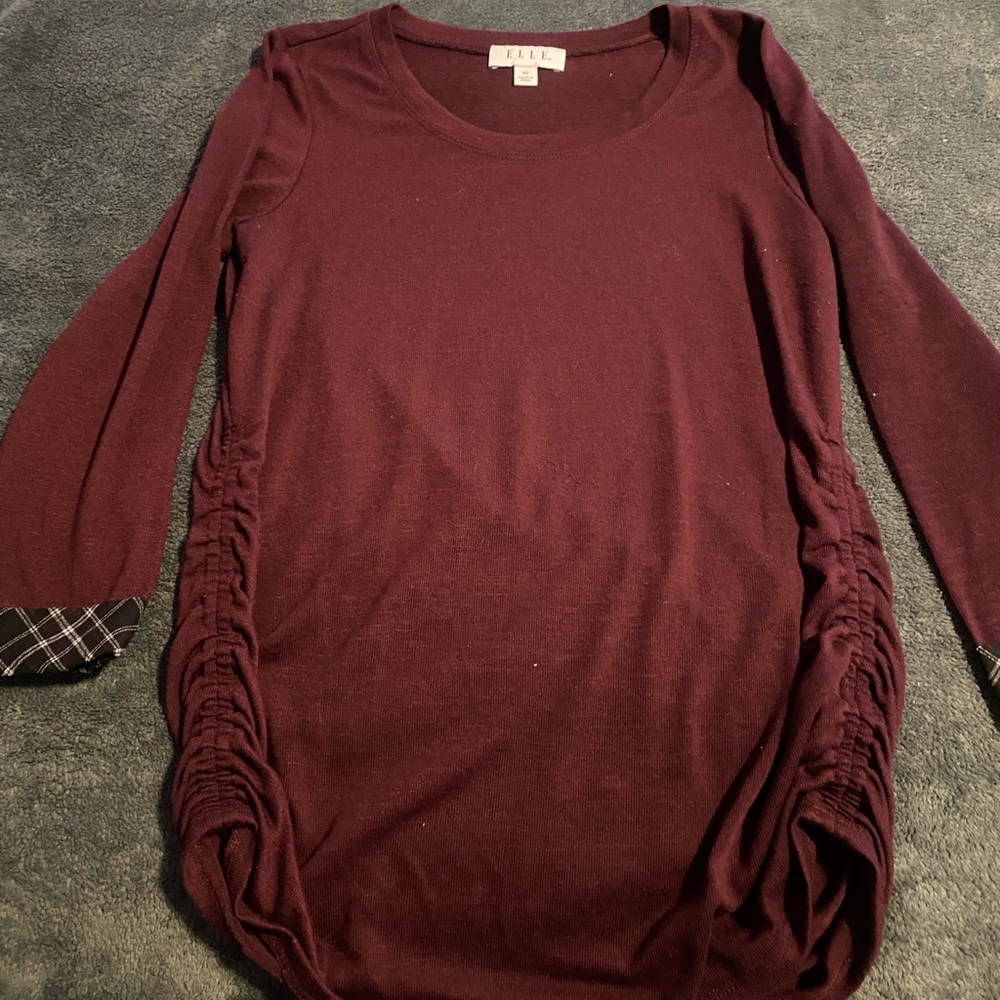 Elle Women's Long Sleeve Burgundy Top